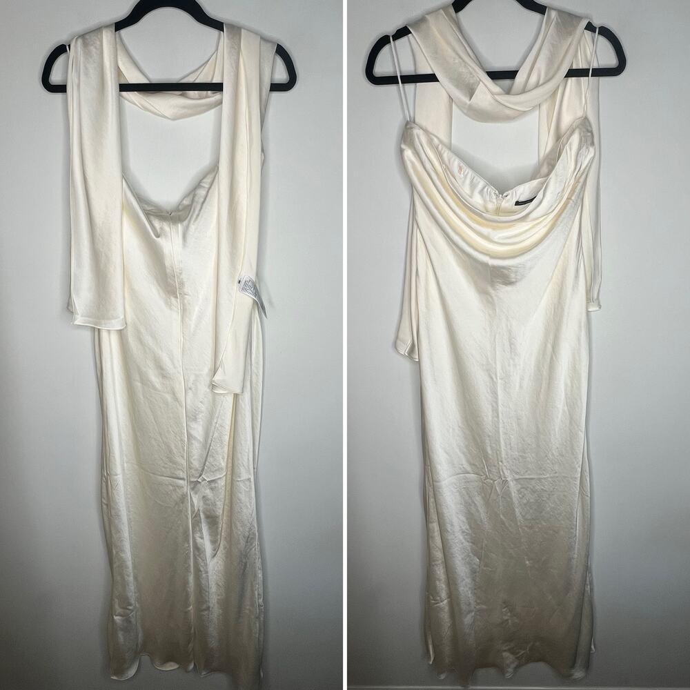 Abercrombie & Fitch Satin Julia Dress w/Scarf Size Large - Picture 3 of 8